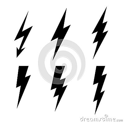 Lightning thunderbolt icon vector.Flash symbol illustration.Lighting Flash Icons Set. Flat Style on Dark Background.Black silhouet Vector Illustration