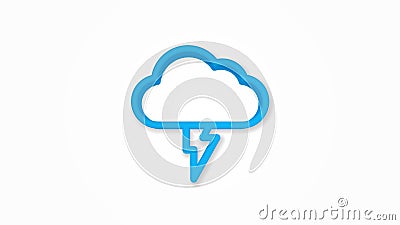 Lightning, thunderstorm cloud, weather realistic icon. 3d line vector illustration. Top view Vector Illustration