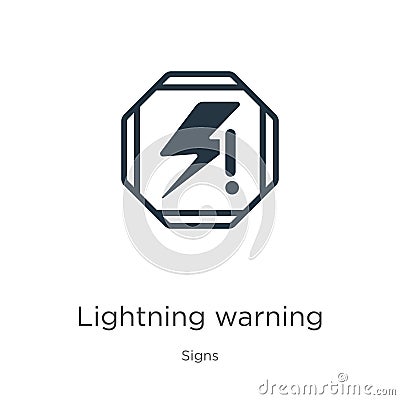 Lightning warning icon vector. Trendy flat lightning warning icon from signs collection isolated on white background. Vector Vector Illustration