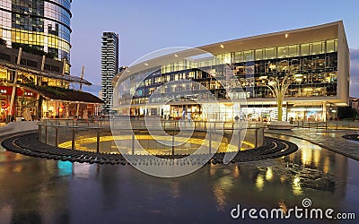 Lights of the city after the sunset in piazza Gae Aulenti, Milan, Lombardy. Editorial Stock Photo