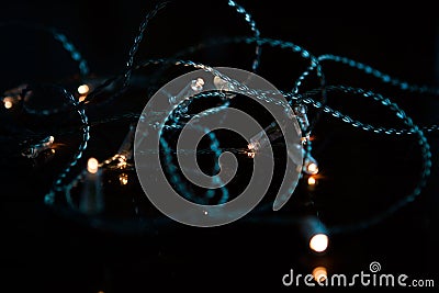 Lights of garland on the dark background Stock Photo