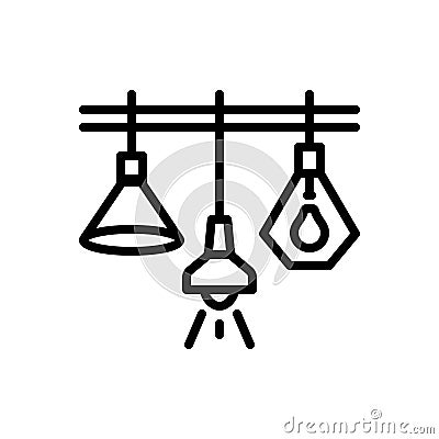 Black line icon for Lights, lamps and electric Vector Illustration