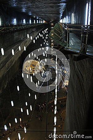 Lights in Salina Turda Turda Salt Mine Editorial Stock Photo