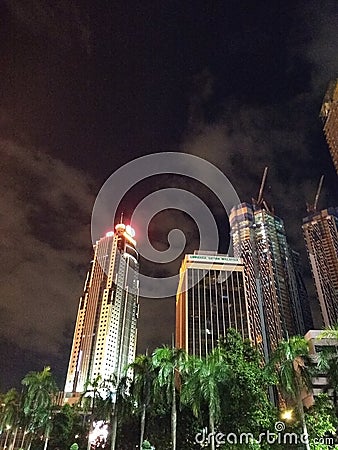 The lights says the building still awake. Kuala Lumpur Editorial Stock Photo