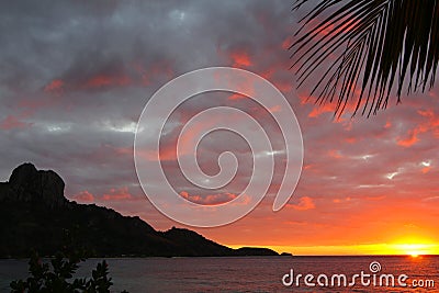 Lights of sunrise in a tropical island, Fiji Stock Photo