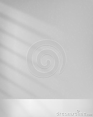 Lights from window on wall and floor. White mockup with shadow from blinds on floor in room. Design mock up vertical empty. Realis Vector Illustration