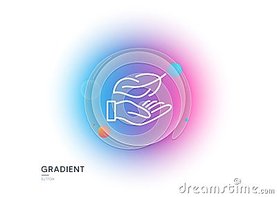 Lightweight line icon. Feather quill sign. Gradient blur button. Vector Vector Illustration