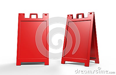 Lightweight and portable plastic A-Frames Advertising Banner Stands are great way to advertise your business on a sidewalk and dir Stock Photo