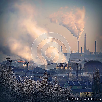 Lignite combined heat and power plant. Stock Photo