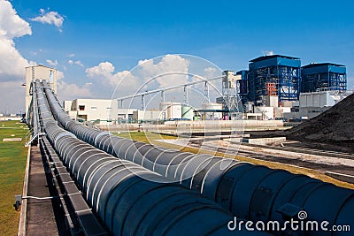 Lignite loading belt systems Stock Photo