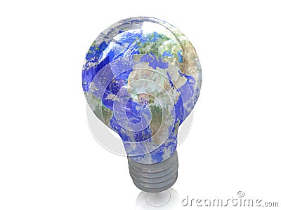 Ligth bulb with earth map Stock Photo