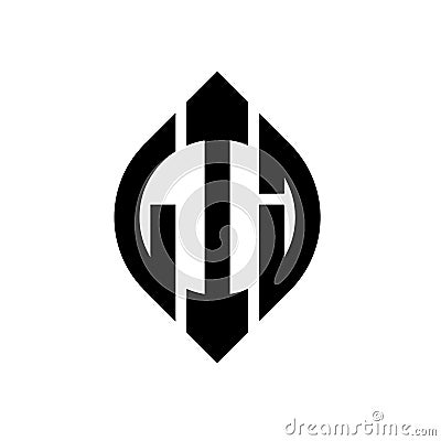 LIJ circle letter logo design with circle and ellipse shape. LIJ ellipse letters with typographic style. The three initials form a Vector Illustration