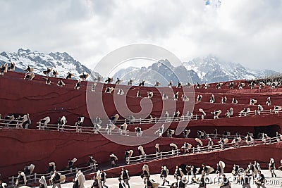 Lijiang Impression Show directed by Zhang Yimou at Jade dragon snow mountain national park Editorial Stock Photo