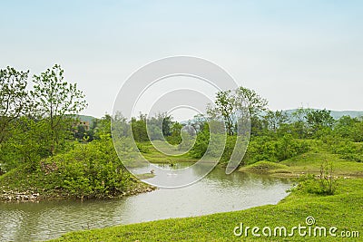 Lijiang River on both sides of the pastoral scenery Stock Photo