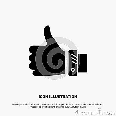 Like, Business, Finger, Hand, Solution, Thumbs solid Glyph Icon vector Vector Illustration