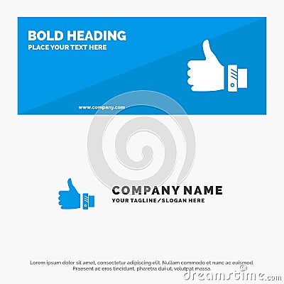 Like, Business, Finger, Hand, Solution, Thumbs SOlid Icon Website Banner and Business Logo Template Vector Illustration