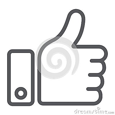 Like button line icon, approve and ok, thumb up sign, vector graphics, a linear pattern on a white background. Vector Illustration