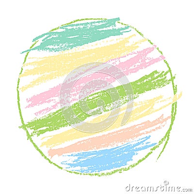 Crayon or pencil like kid`s drawn soft pastel color rainbow circle background. Stock Photo