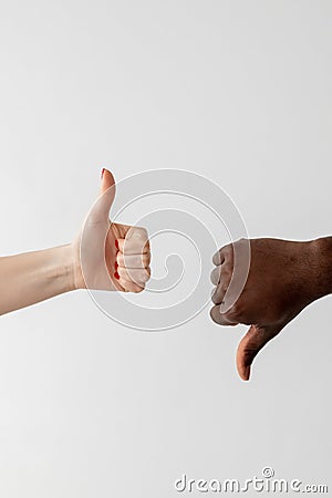 like dislike gesture gender diversity versus Stock Photo