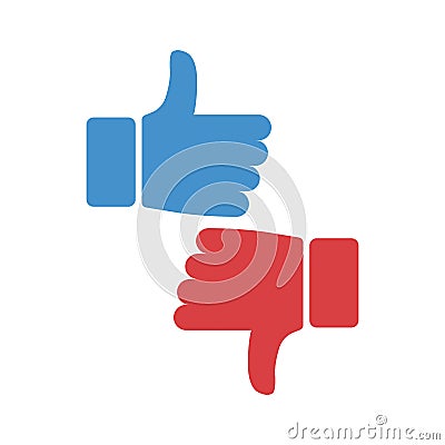 Like and dislike icon. Vector Cartoon Illustration