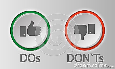 Like dislike icon. Do and Don`t or Like isolated on white background. Vector illustration. Vector Illustration