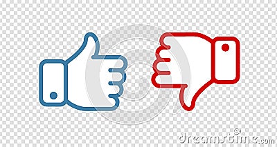 Like and Dislike symbol or icon. Vector illustration Vector Illustration