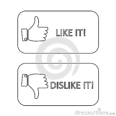 Like it and dislike symbol line style button isolated Vector Illustration