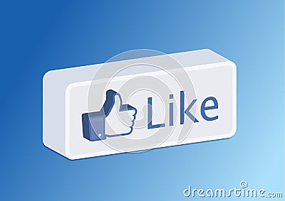 Like Facebook button 3d Vector Illustration