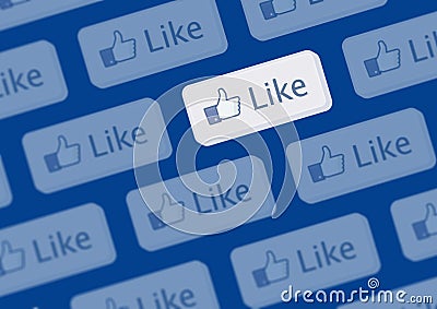 Like Facebook logo wall Editorial Stock Photo