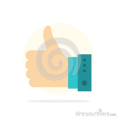 Like, Finger, Gesture, Hand, Thumbs, Up, Yes Abstract Circle Background Flat color Icon Vector Illustration