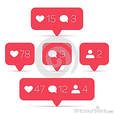 Like, follower, comment vector icons set Vector Illustration