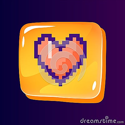 Like glossy ui button with pixelated color icon Vector Illustration