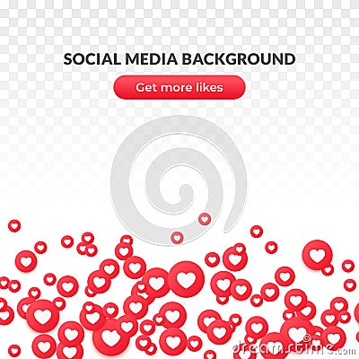 Like heart icon background, red round symbol for social media network, streaming, chat and videochat. Like background Vector Illustration