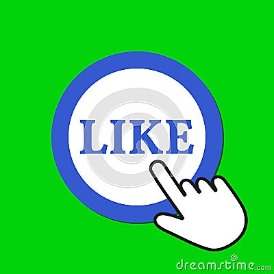 Like icon. Sympathy concept. Hand Mouse Cursor Clicks the Button Vector Illustration