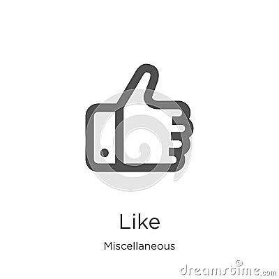 like icon vector from miscellaneous collection. Thin line like outline icon vector illustration. Outline, thin line like icon for Vector Illustration