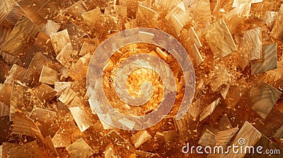 Like a kaleidoscope of wood shavings the sawdust whirls and mixes constantly transforming into new configurations Stock Photo