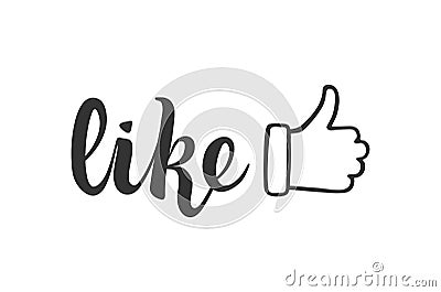 like lettering for social media and blogging. thumbs up. SMM and networking. finger Stock Photo