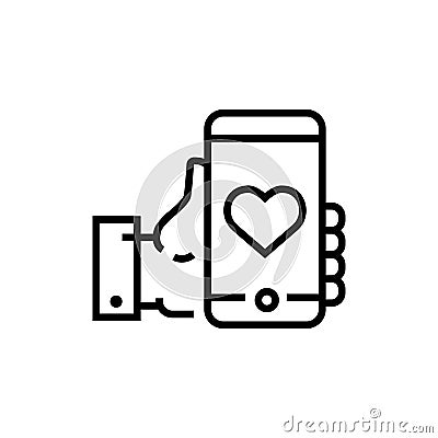 Like - line design single isolated icon Vector Illustration