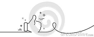 Like line icon. Thumbs up sign. Continuous line with curl. Vector Vector Illustration
