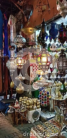 Vibrant Souks of Medina Marrakesh Stock Photo