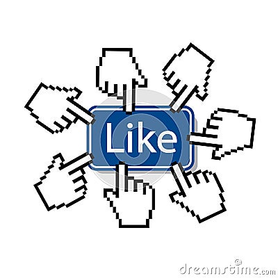 Like.mouse cursor pressing like button Vector Illustration