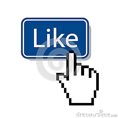 Like.mouse cursor pressing like button Vector Illustration