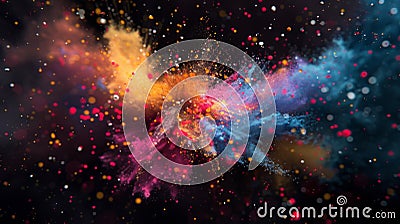 Like paint pouring onto a black canvas these colorful firework effects create a mesmerizing image Stock Photo