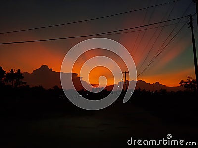 Like a painting, be grateful, twilight sky, firmanent, empyreal, empyrean, welkin, orange, ideals of the past, memory, sky admire, Stock Photo