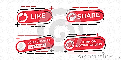 Like, Share, Comment, Subscribe and share icon button vector illustration. Set of social media button or icon vector illustration Vector Illustration