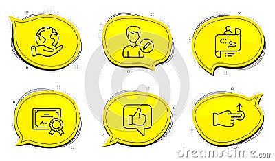 Drag drop, Edit person and Journey path icons set. Like sign. Move, Change user info, Project process. Vector Vector Illustration