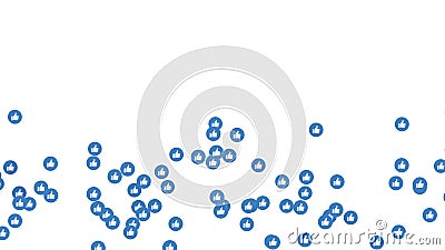 Like, thumb up, blue icons on Facebook live video isolated on white background. Social media network marketing. Application Cartoon Illustration