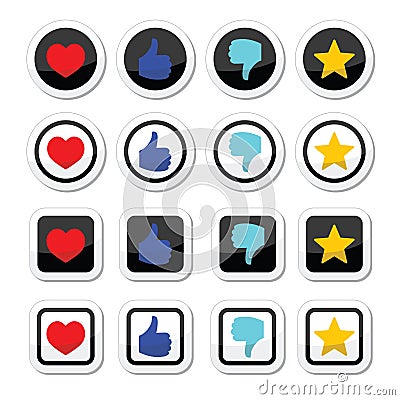 Like thumb up, love, favorite icons set Stock Photo