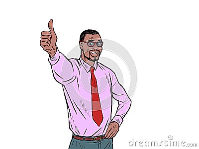 Like the thumbs up gesture, approval is good the businessman is happy Vector Illustration