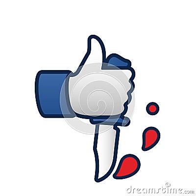 Like thumbs up symbol icon knife with blood Vector Illustration